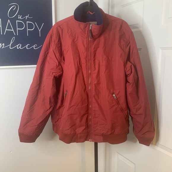 L.L. Bean Mens Jacket Size XL Red Long Sleeves Fleece Lined Bomber Full Zip‎ - Picture 1 of 10
